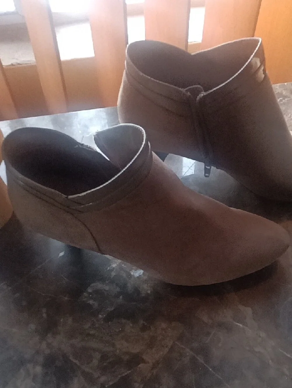 East 5th Taupe Suede Ankle Booties with Side Buckle